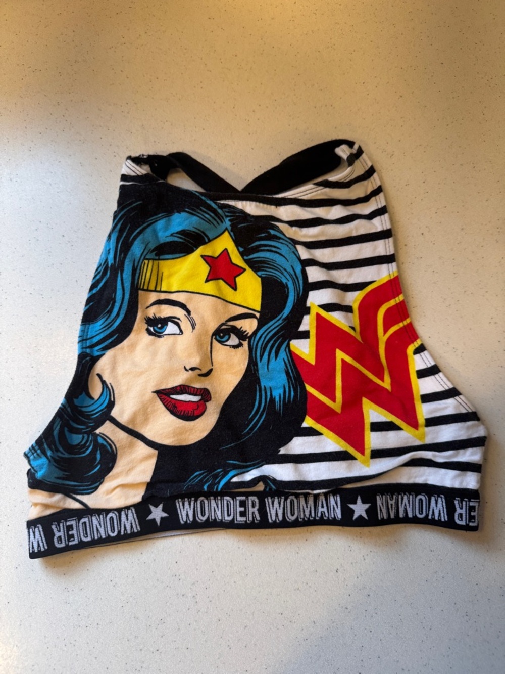 Wonder Woman Pop Art Striped Halter Bra, Pajama top.
